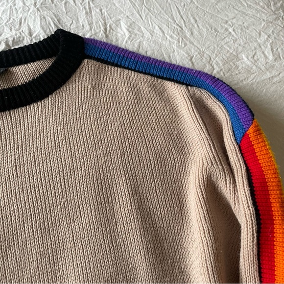 Vintage 80s 90s Dad Grandpa Oversized Colorful Cozy Stripe Funky Sweater - Picture 8 of 16